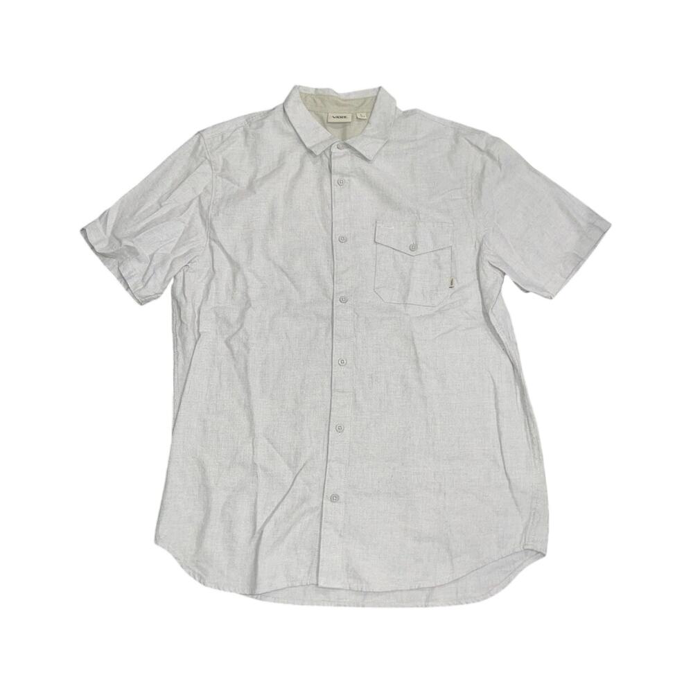 Vans Mens Gray Short Sleeve Button Down Shirt SZ Large Skater Streetwear Casual